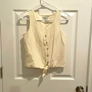 Madewell: Crop-Top Tank with Buttons in Cream; Size: Small